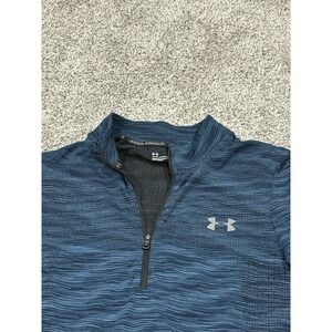 Under Armour Mens HeatGear 1/4 Zip Pullover Blue Space Dye Fitted Medium